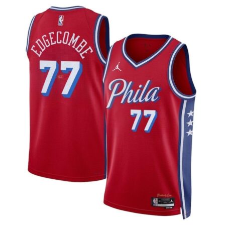 V. J. Edgecombe 76ers Red 2025 Draft First Round Pick Jersey