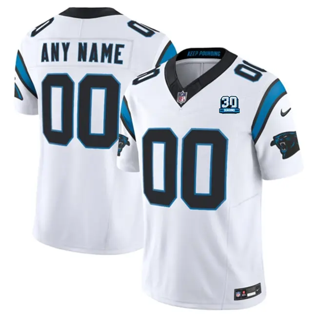 Carolina Panthers Active Player Custom White 2024 30th Anniversary Patch F.U.S.E. Vapor Limited Stitched Football Jersey