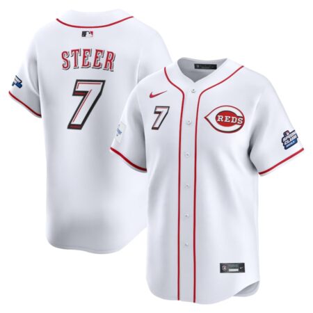 Cincinnati Reds Spencer Steer White 2025 Speedway Classic Home Jersey