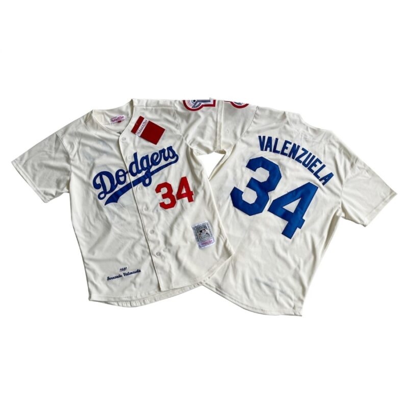 Los Angeles Dodgers 1981 Fernando Valenzuela Cream Jersey