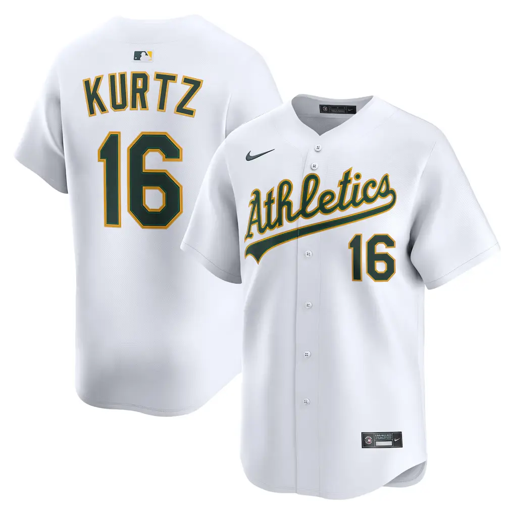 Athletics Nick Kurtz Nike White Home Limited Player Jersey