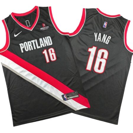 Blazers Yang Hansen Black Jersey