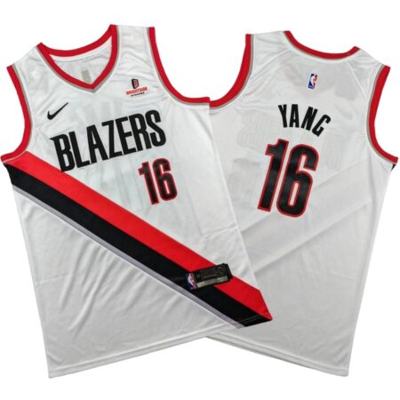 Blazers Yang Hansen White Jersey