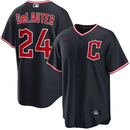 Chase DeLauter Cleveland Guardians Alternate Navy Jersey