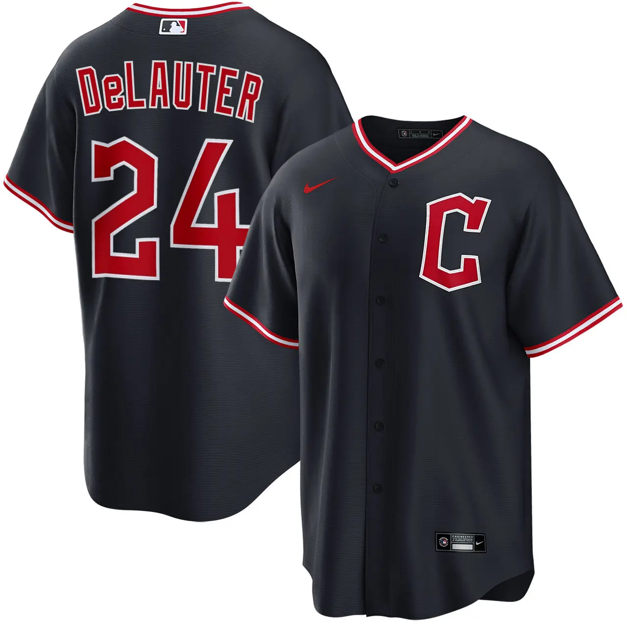 Chase DeLauter Cleveland Guardians Alternate Navy Jersey