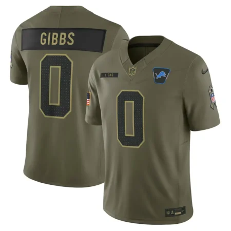 Detroit Lions Jahmyr Gibbs Olive 2025 Salute to Service Limited Jersey