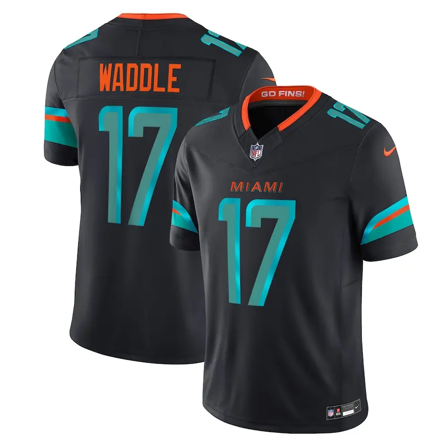 Miami Dolphins Jaylen Waddle Pitch Blue 2025 Rivalries Collection Limited Jersey
