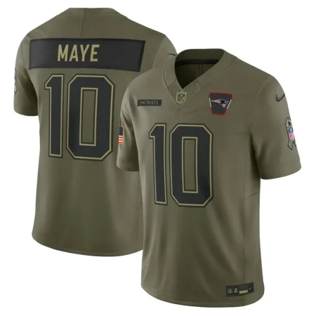 New England Patriots Drake Maye Olive 2025 Salute to Service Limited Jersey
