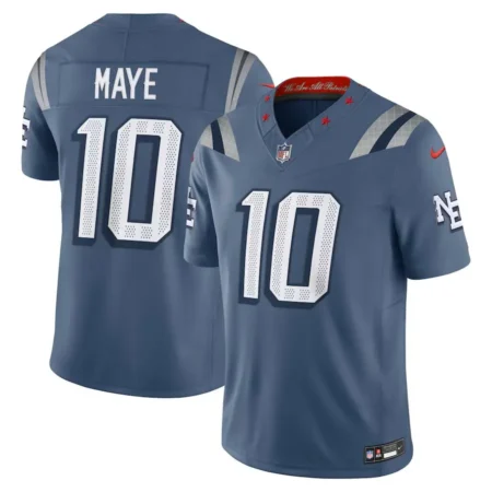 New England Patriots Drake Maye Storm Blue 2025 Rivalries Collection Limited Jersey