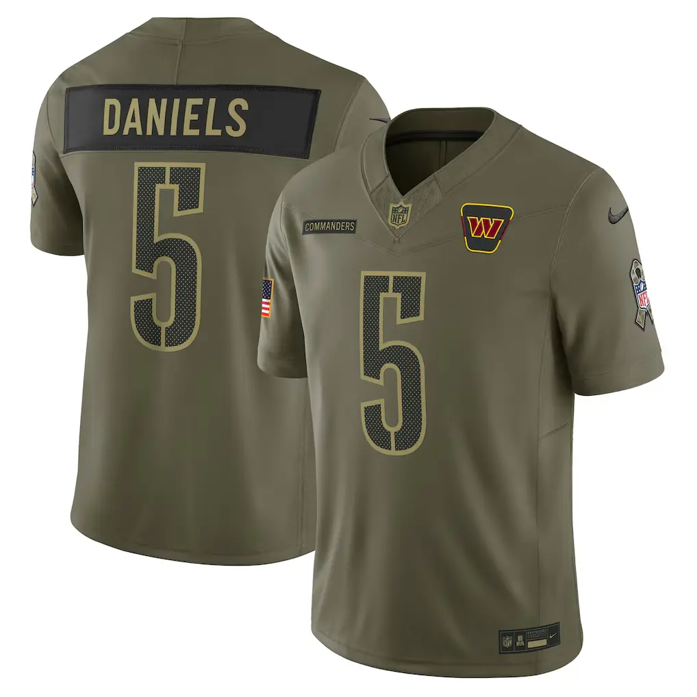Washington Commanders Jayden Daniels Olive 2025 Salute to Service Limited Jersey