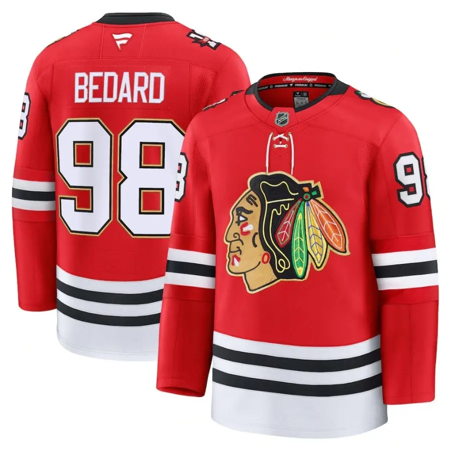 Chicago Blackhawks Connor Bedard Red Centennial Premium Player Jersey