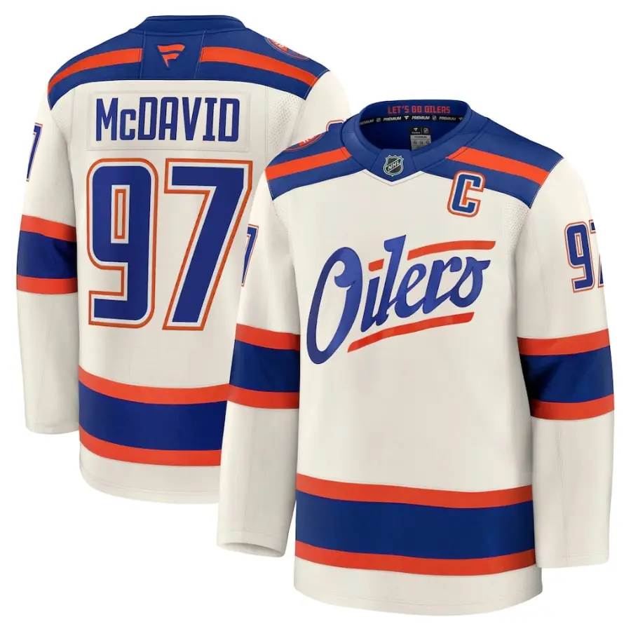 Edmonton Oilers Connor McDavid Light Beige Alternate Premium Jersey