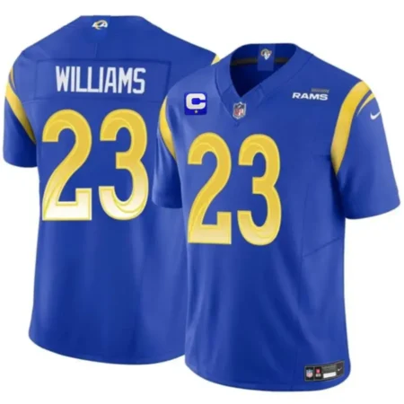Los Angeles Rams #23 Kyren Williams Blue 2025 C Patch Stitched Jersey