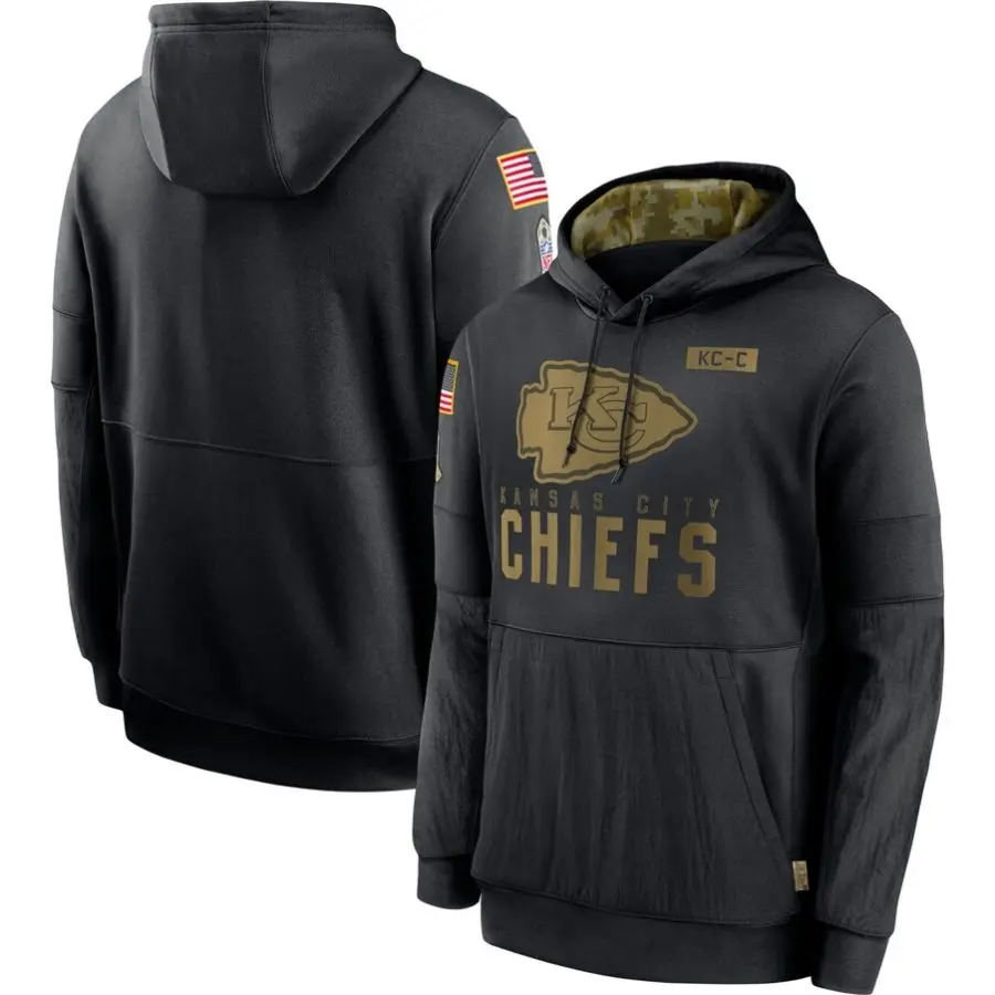 Men’s Kansas City Chiefs Black 2020 Salute to Service Sideline Performance Pullover Hoodie