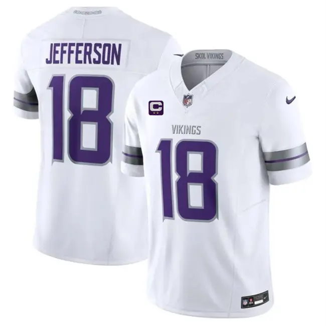 Minnesota Vikings Justin Jefferson C Patch White Alternate Vapor F.U.S.E. Limited Jersey