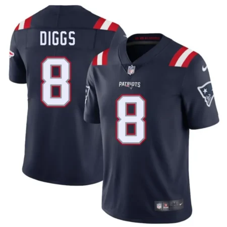 New England Patriots #8 Stefon Diggs Navy 2025 Vapor Limited Jersey