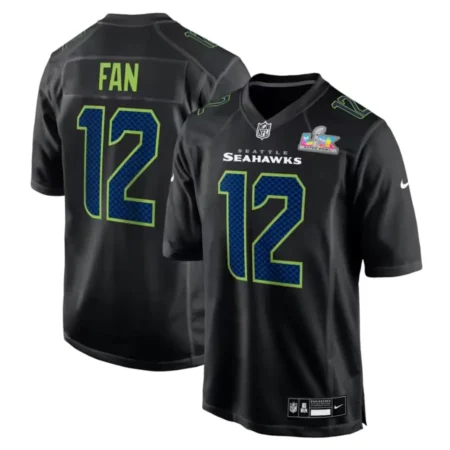 Seattle Seahawks 12s Black Super Bowl LX Patch Carbon Fashion Game Jersey