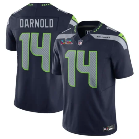 Seattle Seahawks #14 Sam Darnold Navy 2026 Bowl LX Patch Limited Stitched Football Jersey