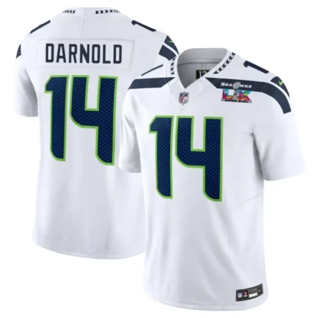 Seattle Seahawks #14 Sam Darnold White 2026 Bowl LX Patch Limited Stitched Football Jersey