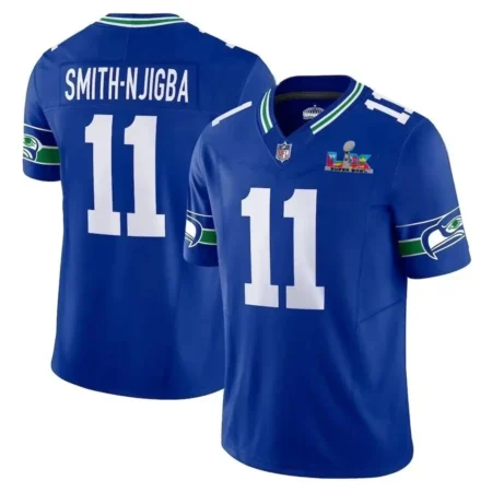 Seattle Seahawks Jaxon Smith-Njigba 2026 Bowl LX Patch Royal Throwback Jersey