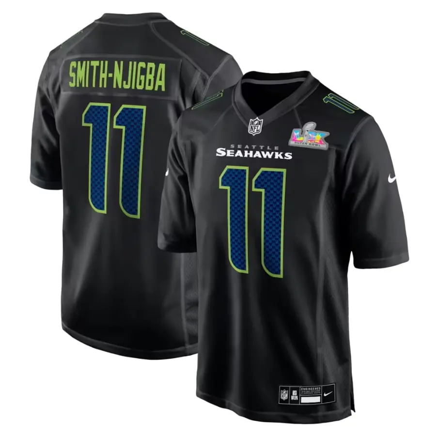 Seattle Seahawks Jaxon Smith-Njigba Black 2026 Super Bowl LX Patch Carbon Fashion Game Jersey