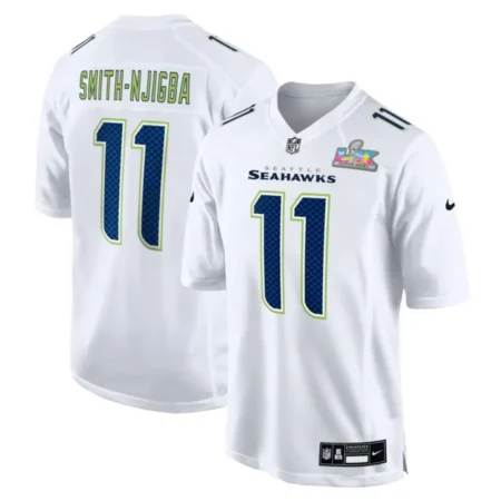 Seattle Seahawks Jaxon Smith-Njigba White Super Bowl LX Patch Tundra Fashion Game Jersey