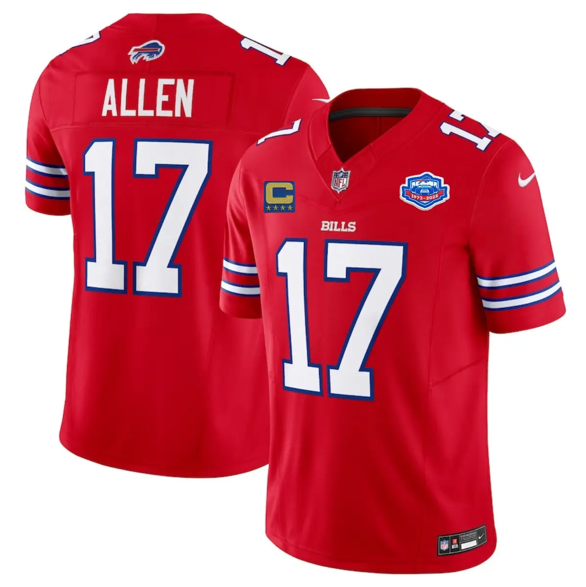 Buffalo Bills #17 Josh Allen Red 2025 F.U.S.E. With Farewell Patch And 4-Star C Patch Vapor Untouchable Limited Stitched Football Jersey