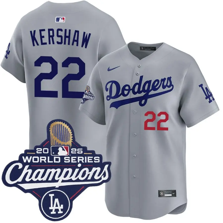 Clayton Kershaw Los Angeles Dodgers Alternate Road Limited 2025 World Series Champions Jersey