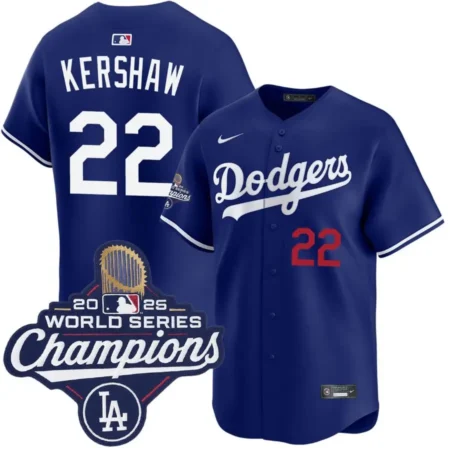 Clayton Kershaw Los Angeles Dodgers Alternate Royal Limited 2025 World Series Champions Jersey