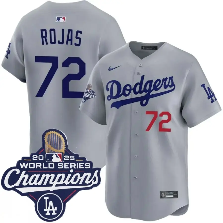 Miguel Rojas #72 Dodgers Gray Limited 2025 World Series Champions Jersey
