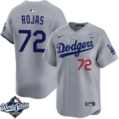 Miguel Rojas #72 Dodgers Gray Road Limited 2025 World Series Jersey Stitched