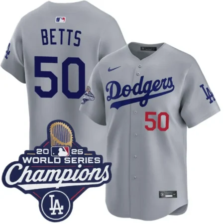 Mookie Betts Los Angeles Dodgers Alternate Road Limited 2025 World Series Champions Jersey