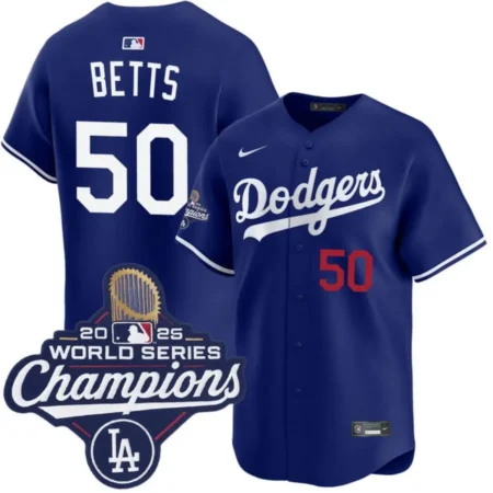 Mookie Betts Los Angeles Dodgers Alternate Royal Limited 2025 World Series Champions Jersey