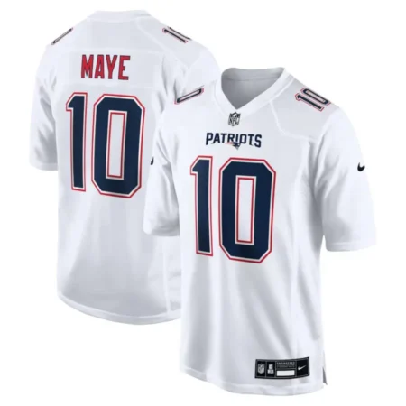 New England Patriots Drake Maye Tundra White Game Jersey