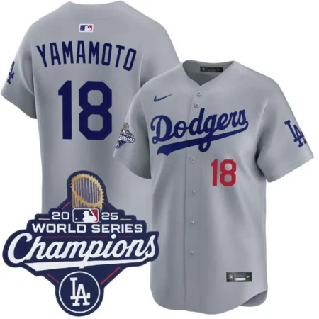 Yoshinobu Yamamoto Los Angeles Dodgers Alternate Road Limited 2025 World Series Champions Jersey