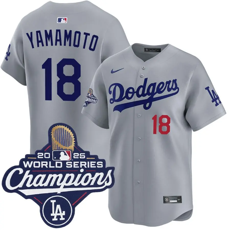 Yoshinobu Yamamoto Los Angeles Dodgers Alternate Road Limited 2025 World Series Champions Jersey
