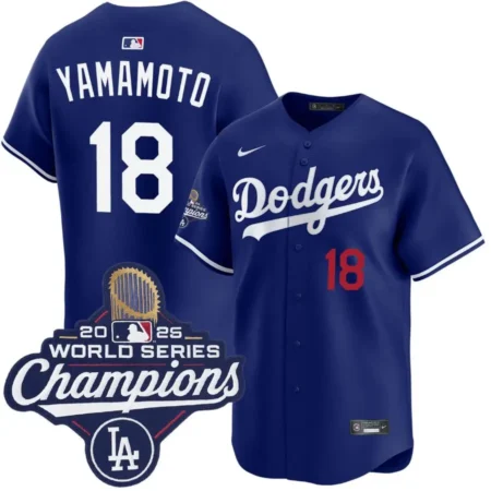 Yoshinobu Yamamoto Los Angeles Dodgers Alternate Royal Limited 2025 World Series Champions Jersey