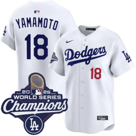 Yoshinobu Yamamoto Los Angeles Dodgers Home Limited 2025 World Series Champions Jersey