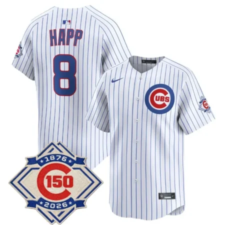Chicago Cubs Ian Happ White 150th Anniversary Limited Jersey