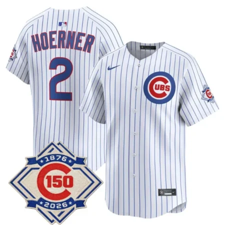 Chicago Cubs Nico Hoerner White 150th Anniversary Limited Jersey