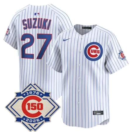 Chicago Cubs Seiya Suzuki White 150th Anniversary Limited Jersey