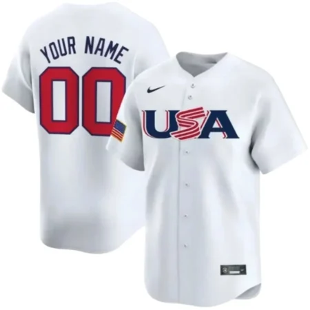 Custom Team USA White World Baseball Classic Jersey