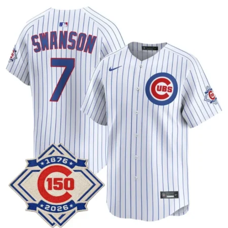 Dansby Swanson Chicago Cubs White 150th Anniversary Limited Jersey