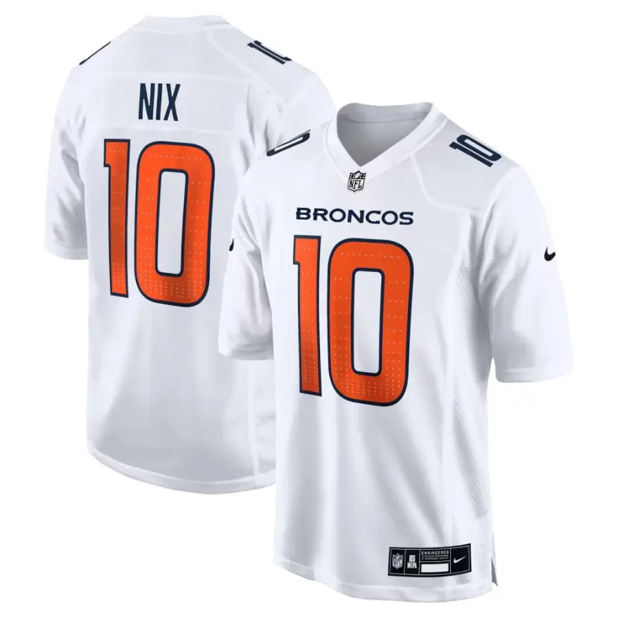 Denver Broncos Bo Nix White Tundra Fashion Game Jersey