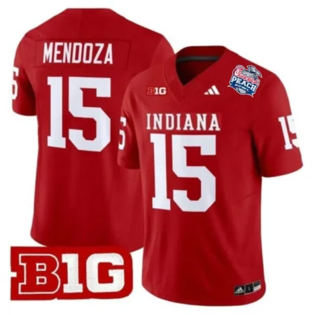 Fernando Mendoza 15 Indiana Hoosiers Chick-Fil-A Peach Bowl PatchRed Jersey