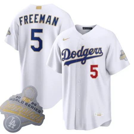 Los Angeles Dodgers Freddie Freeman Nike White 2026 Gold Collection Stadium Jersey