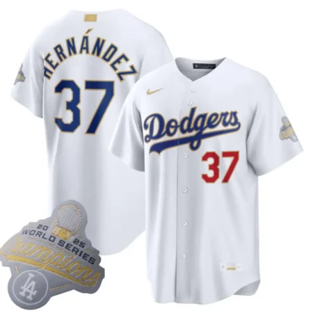 Los Angeles Dodgers Teoscar Hernández Nike White 2026 Gold Collection Stadium Jersey