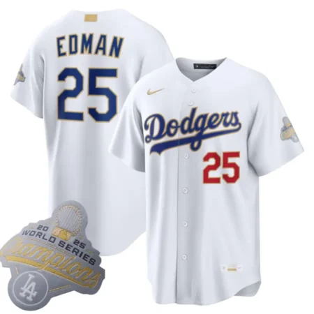 Los Angeles Dodgers Tommy Edman Nike White 2026 Gold Collection Stadium Jersey
