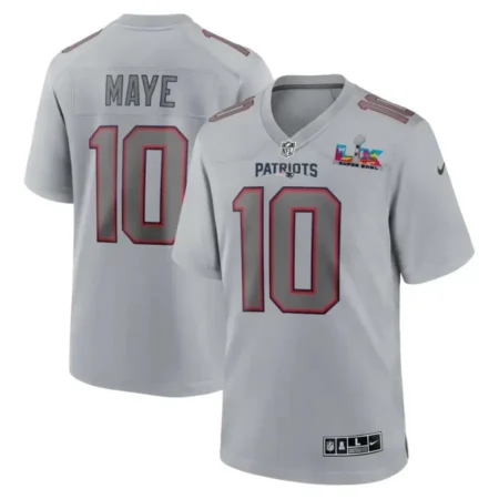 Patriots Drake Maye Gray Atmosphere 2026 Bowl LX Patch Fashion Game Jersey Stitched