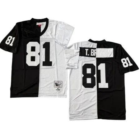 Tim Brown Los Angeles Raiders 1990 Black White Split Legacy Jersey